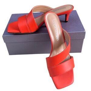 Women's Bright Orange Heeled Sandals, Size 7.5